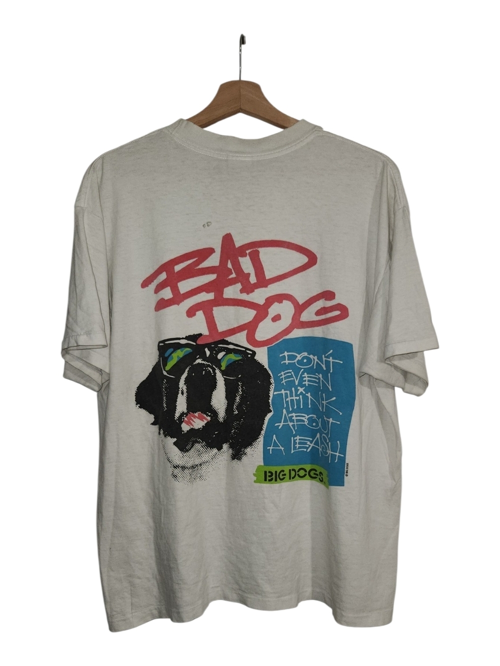 Vintage Big‎ Dogs Bad Dog Graphic T-Shirt XL White 90s Single Stitch Made in USA